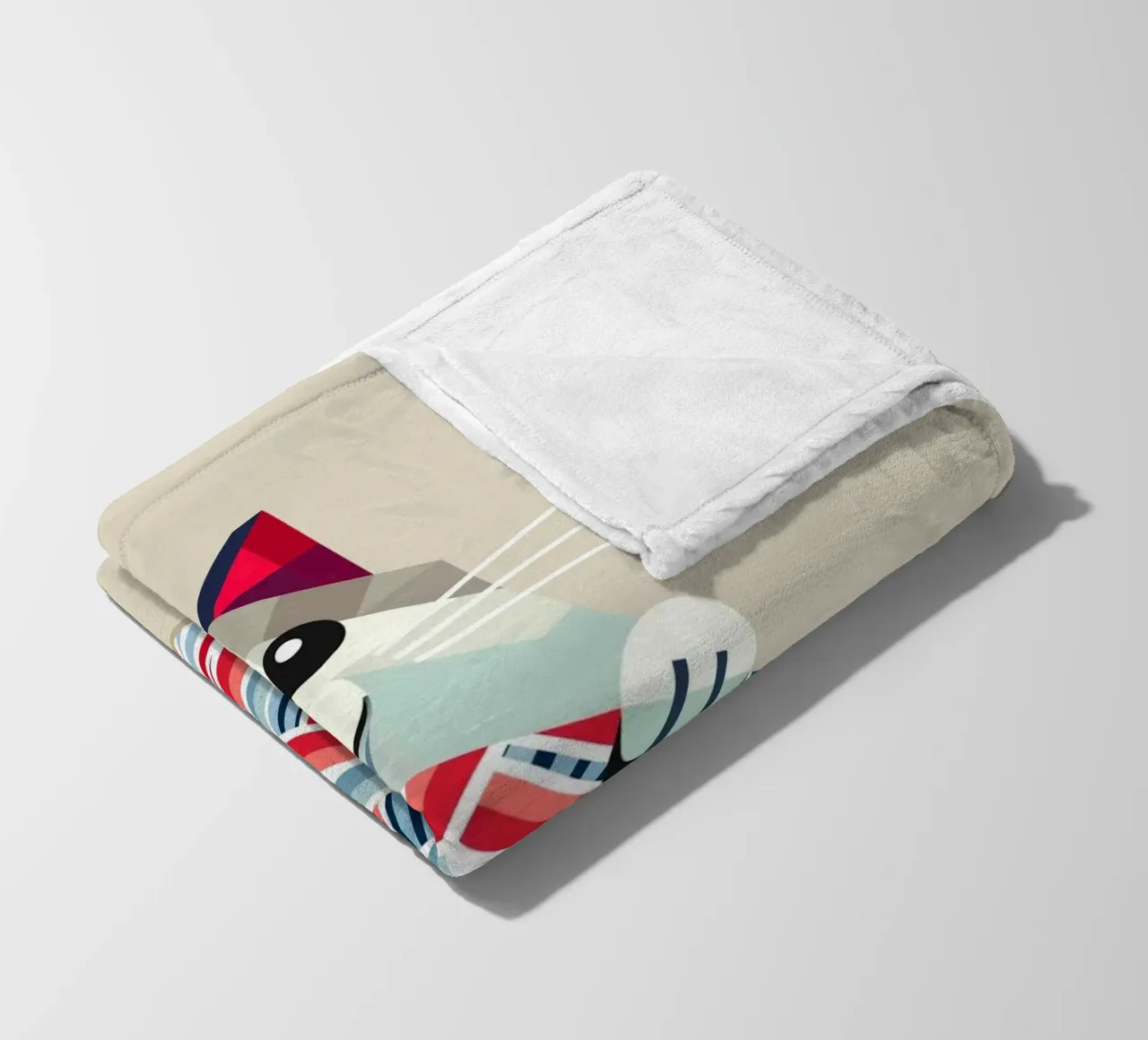 Playing cat with ball of wool - Geometric design fleece blanket by namosh