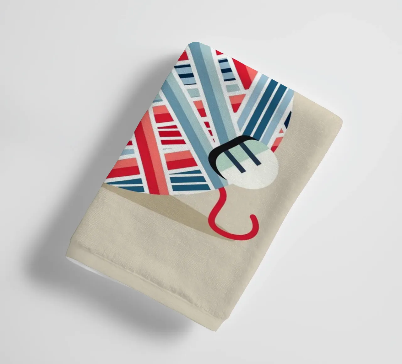 Playing cat with ball of wool - Geometric design towel by namosh