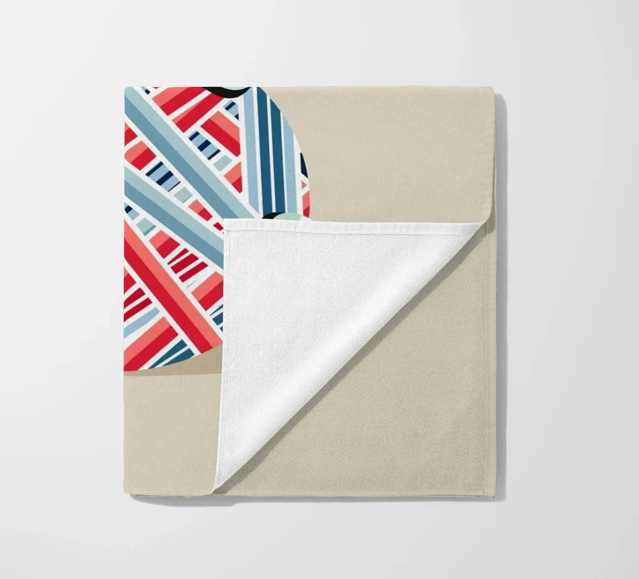 Playing cat with ball of wool - Geometric design beach towel by namosh