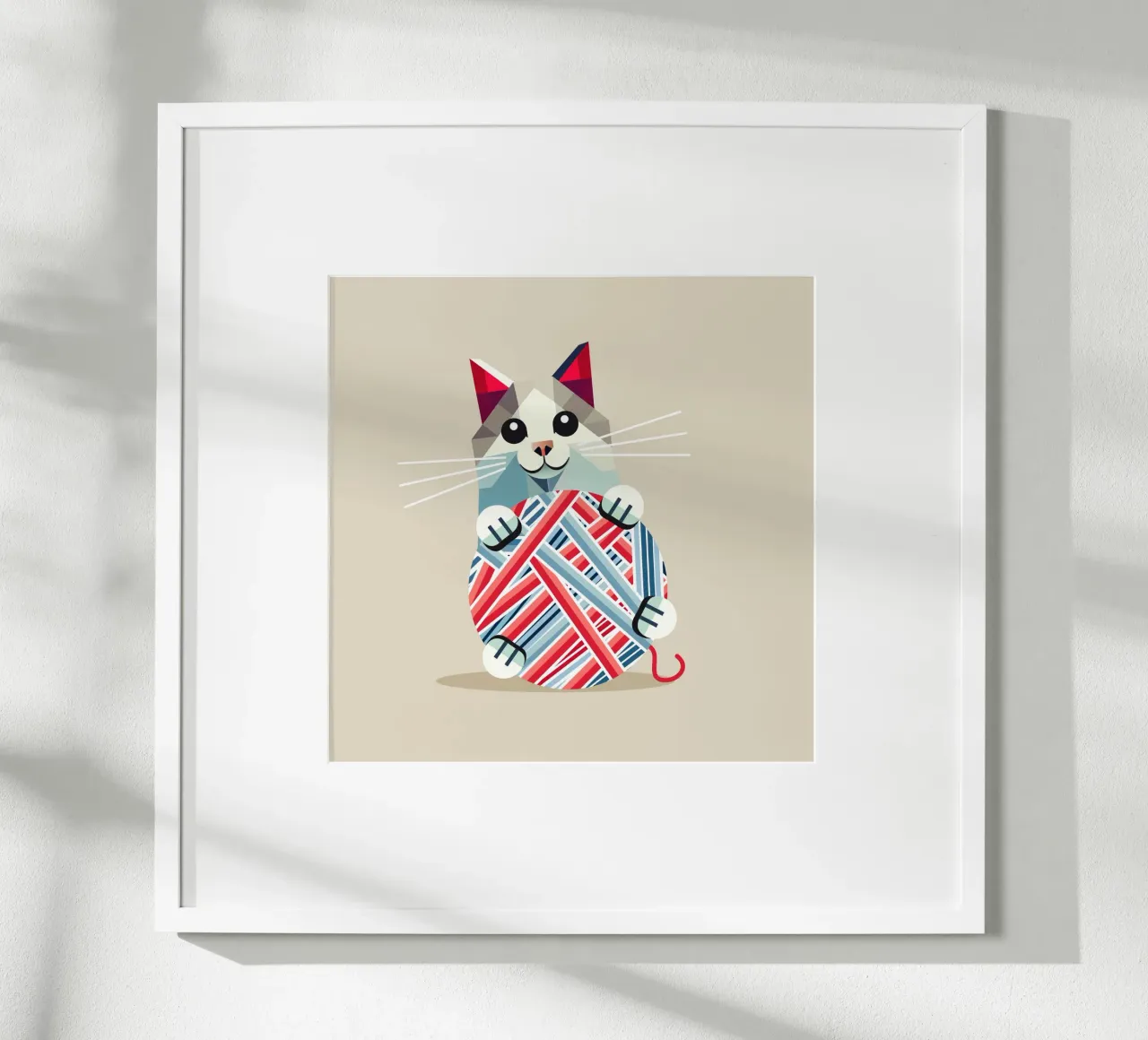 Playing cat with ball of wool - Geometric design hahnemühle by namosh