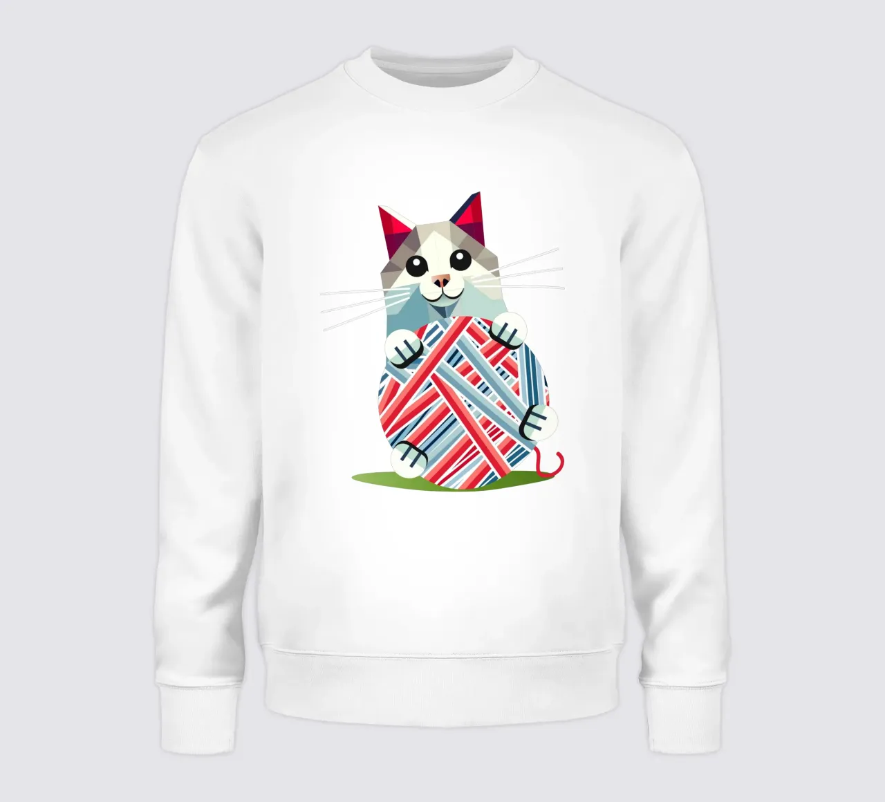 Playing cat with ball of wool - Geometric design sweatshirt by namosh