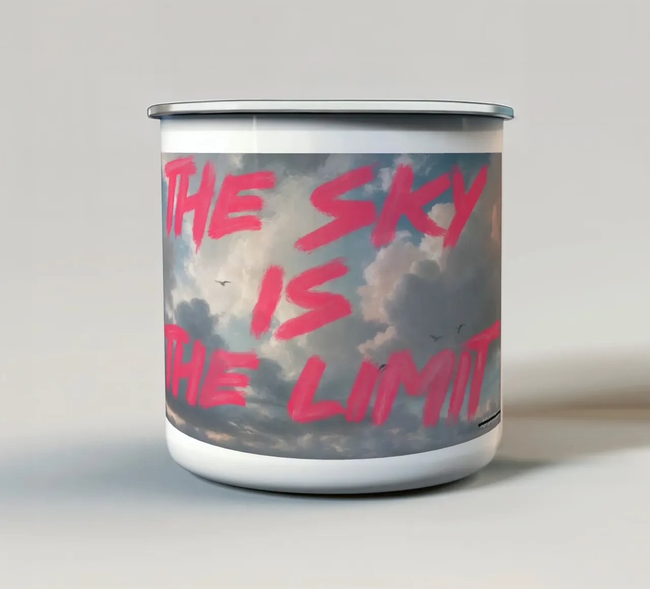 Possibilità illimitate: Motivazione nel cielo tazza in smalto da Studio Mooodz