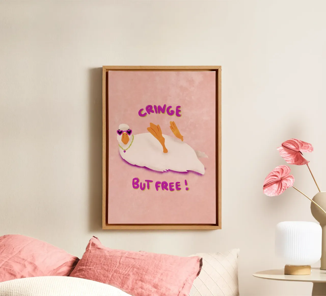 Cringe but free! canvas van Illustration Raissa Oltmanns