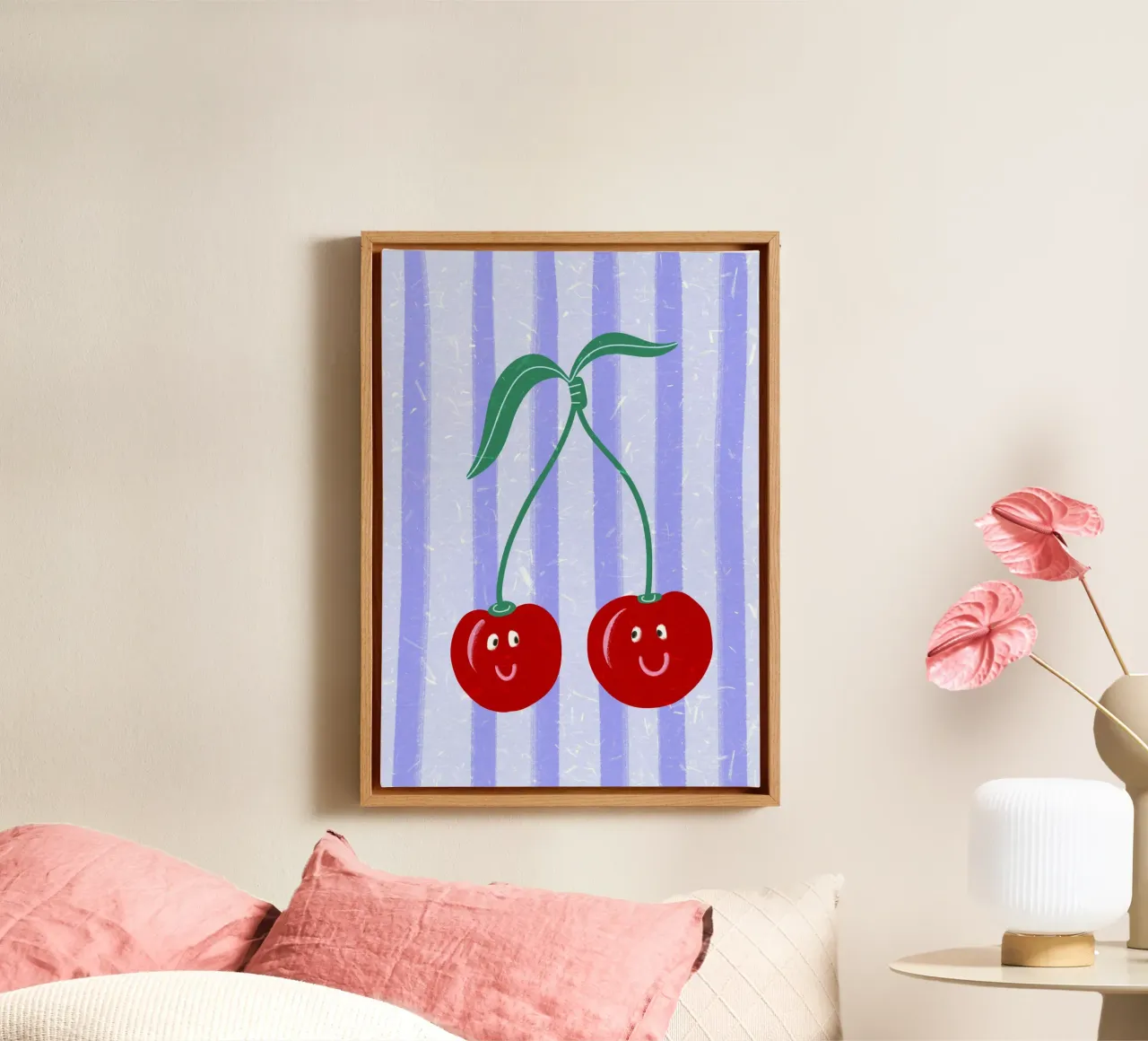 Ciao ciliegie tela con Cornice a cassetta da Illustration Raissa Oltmanns