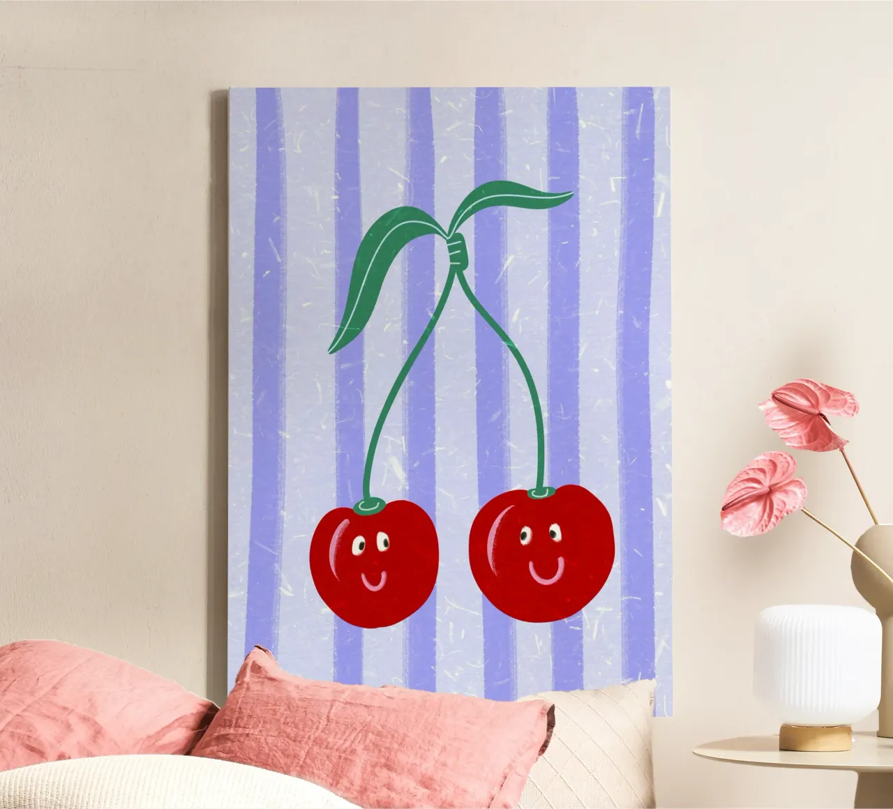 Ciao ciliegie tela con Cornice a cassetta da Illustration Raissa Oltmanns