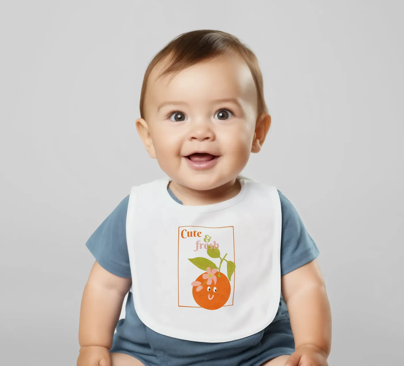 Hello Orange baby bib by Illustration Raissa Oltmanns