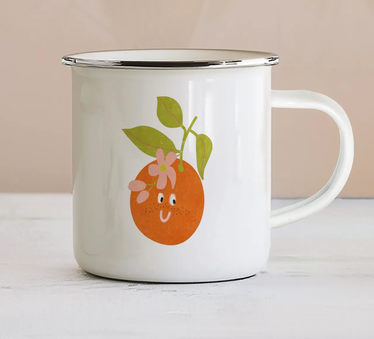 Hello Orange tazza in smalto da Illustration Raissa Oltmanns