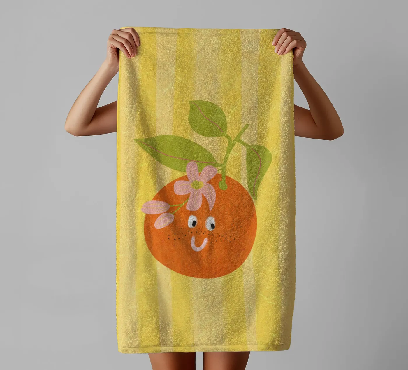 Hello Orange towel by Illustration Raissa Oltmanns