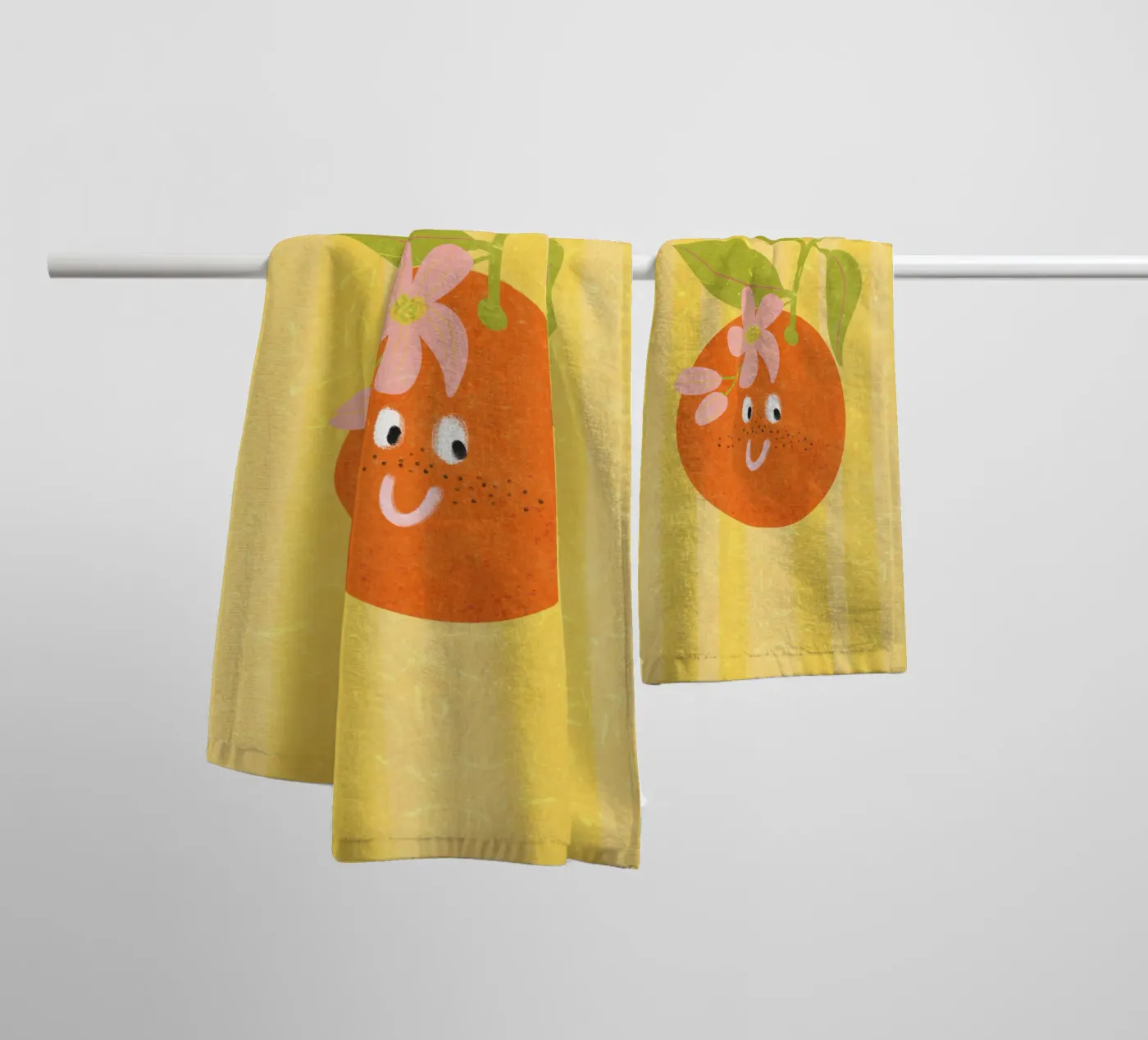Hello Orange towel by Illustration Raissa Oltmanns