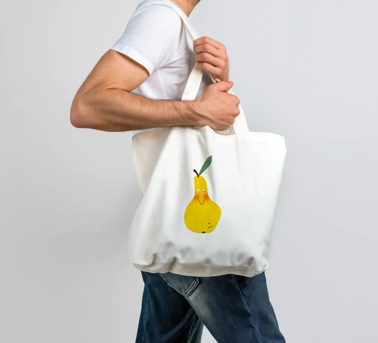 Hello Pear borsa in juta da Illustration Raissa Oltmanns