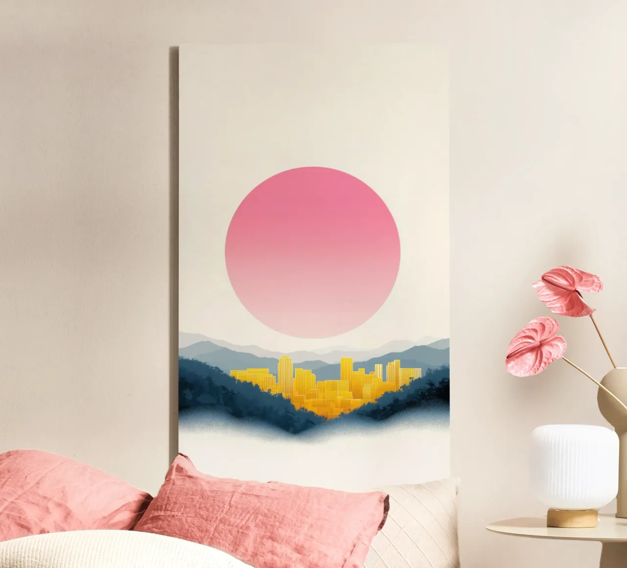 The golden dawn over the city canvas by Affiches Soleil & Déco Lumineuse – Sunny