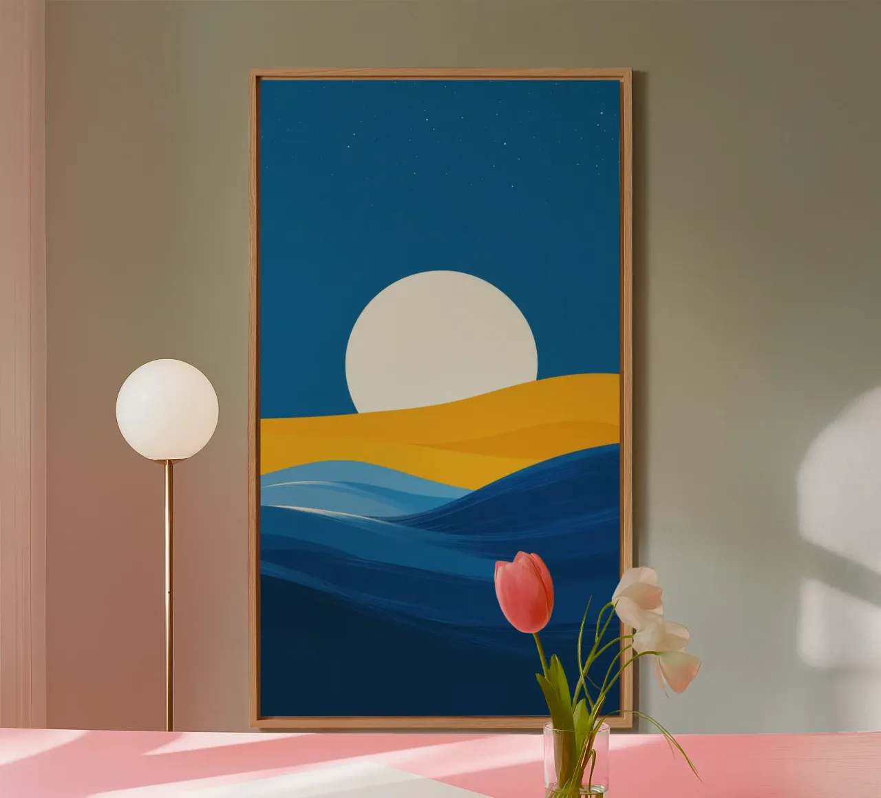 Notte stellata sul deserto e sull'oceano alluminio dibond da Affiches Soleil & Déco Lumineuse – Sunny