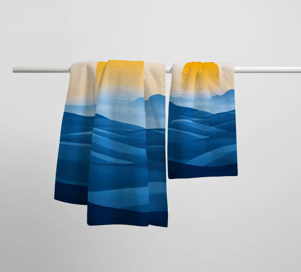 Mountain Waves at Twilight towel by Affiches Soleil & Déco Lumineuse – Sunny