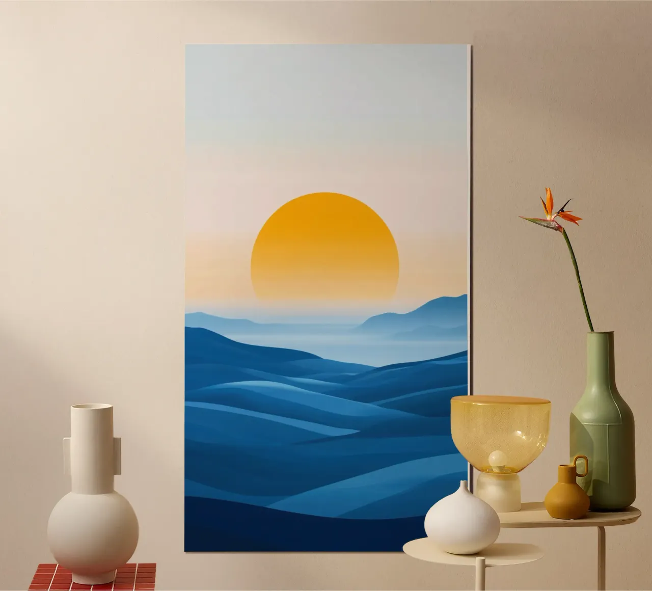 Bergwellen in der Abenddämmerung Hahnemühle von Affiches Soleil & Déco Lumineuse – Sunny