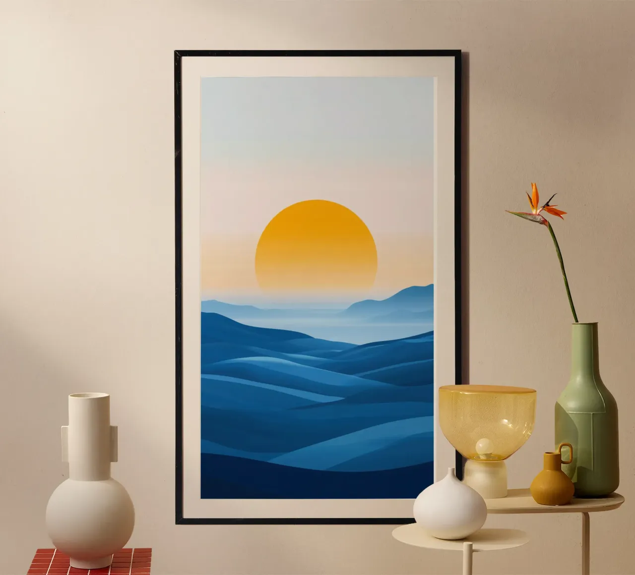 Bergwellen in der Abenddämmerung Hahnemühle von Affiches Soleil & Déco Lumineuse – Sunny