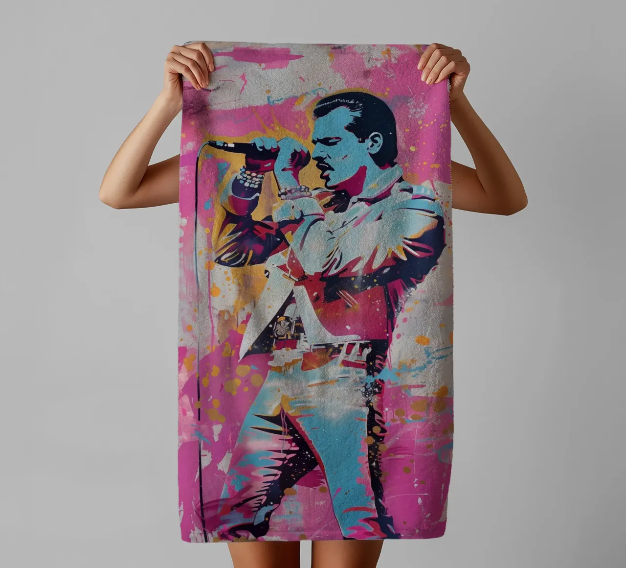 Freddy Mercury Street Art Graffiti asciugamano da bagno da Autofocus