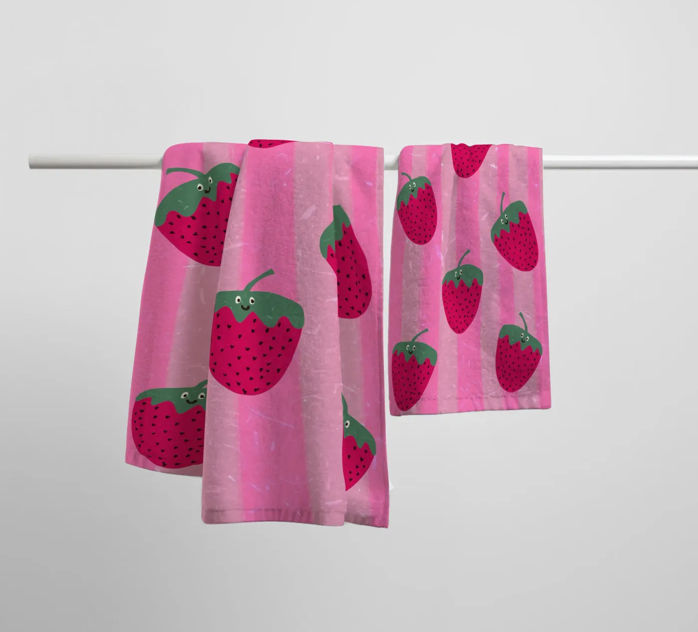 Hello Strawberry badhanddoek van Illustration Raissa Oltmanns