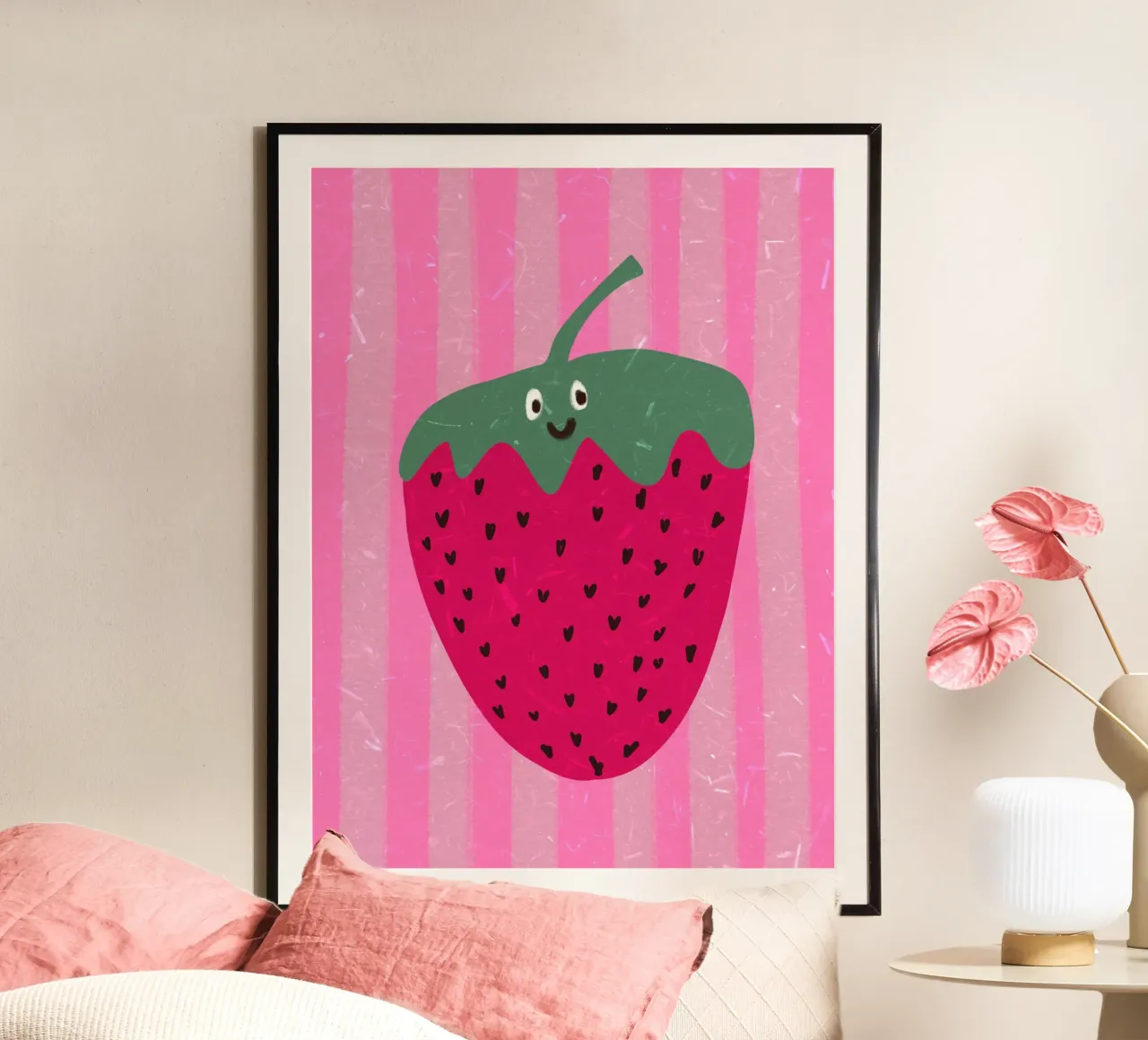 Hello Strawberry poster da Illustration Raissa Oltmanns