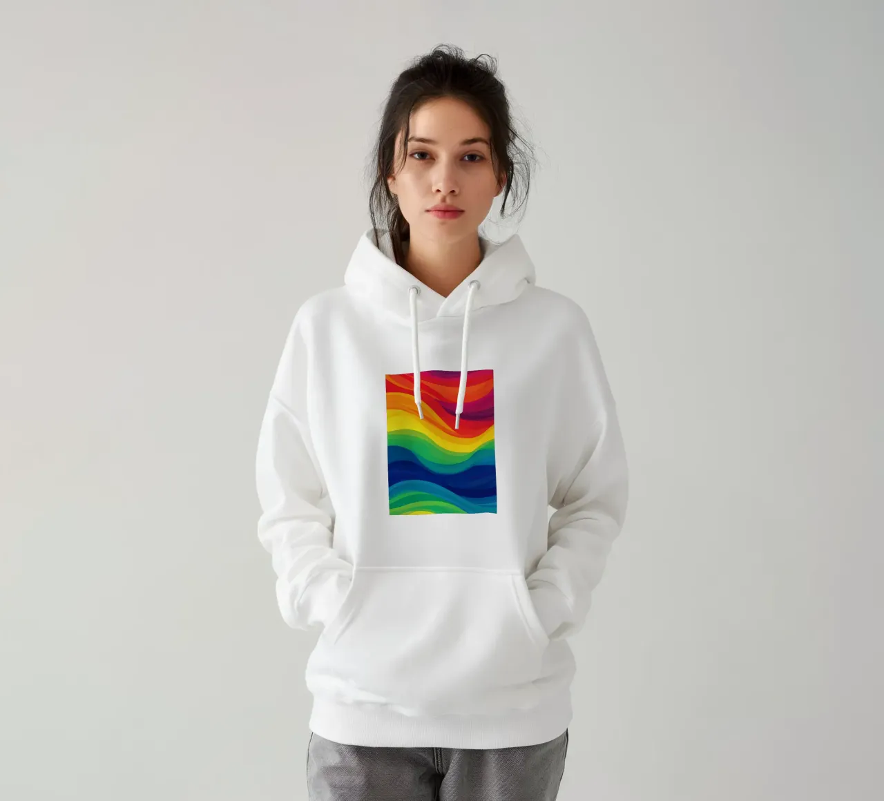 Pride LBGTQ Abstract Rainbow Waves hoodie by Autofocus