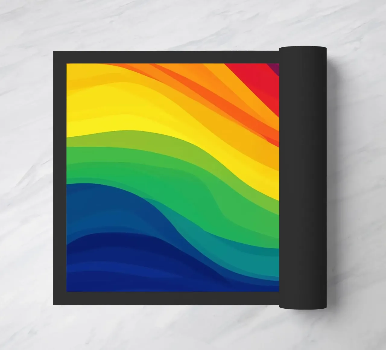 Pride LBGTQ Abstract Rainbow Waves doormat by Autofocus
