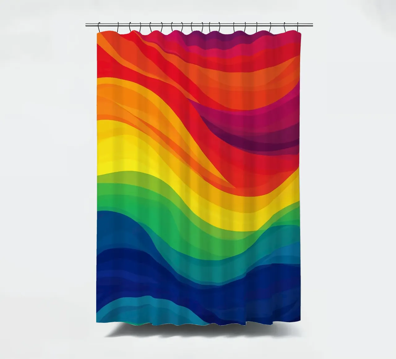 Pride LBGTQ Abstract Rainbow Waves shower curtain by Autofocus