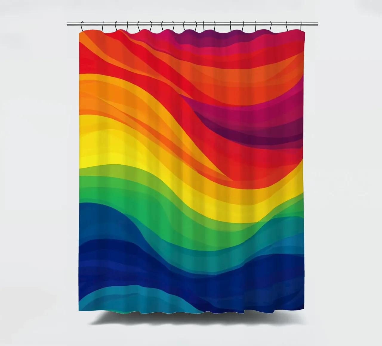 Pride LBGTQ Abstract Rainbow Waves shower curtain by Autofocus
