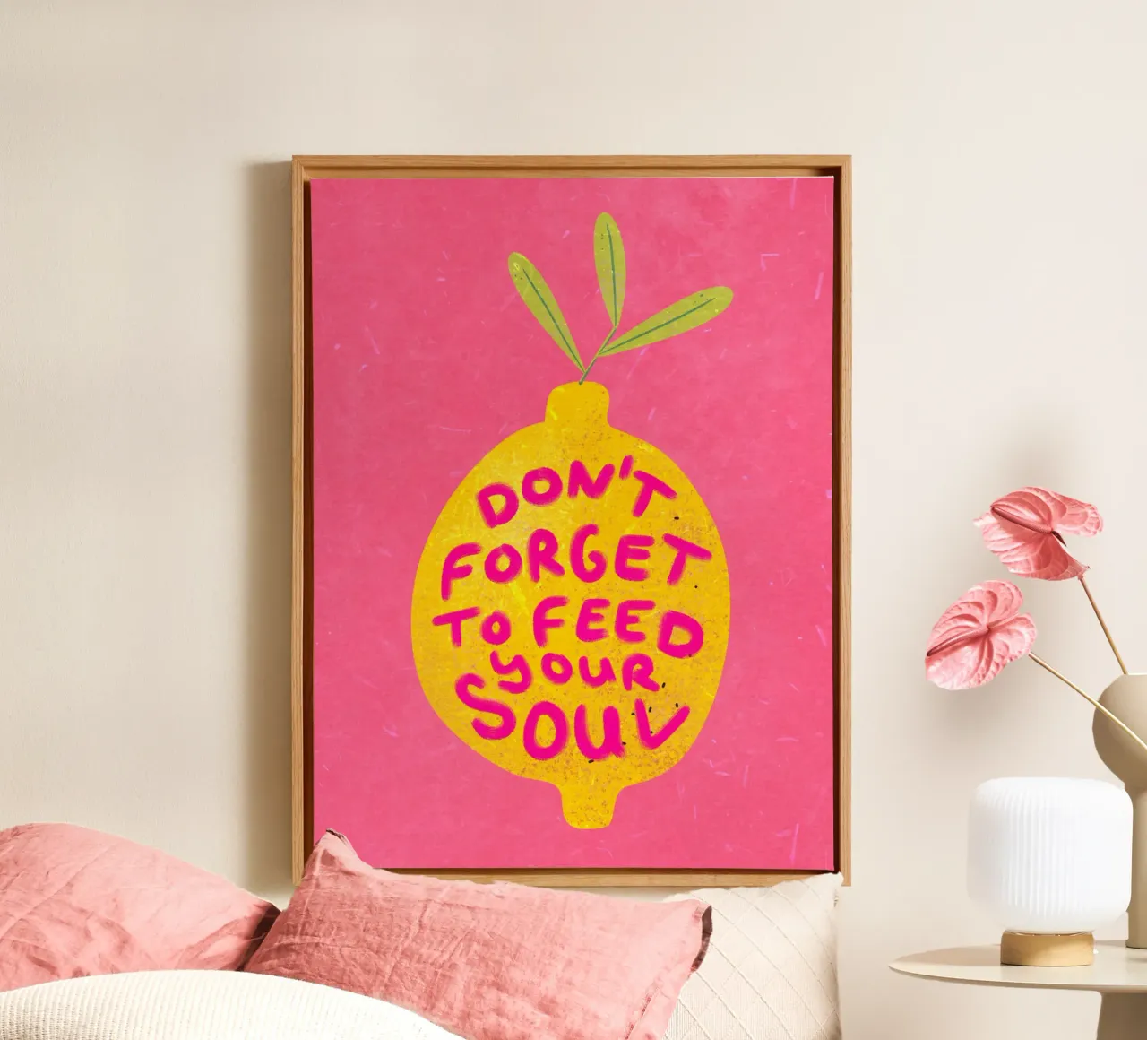 Don't forget to feed your soul tela con Cornice a cassetta da Illustration Raissa Oltmanns