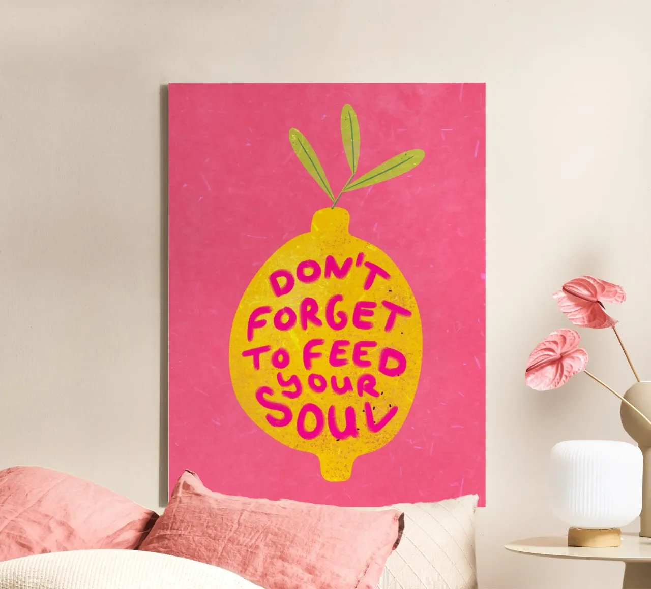 Don't forget to feed your soul tela con Cornice a cassetta da Illustration Raissa Oltmanns