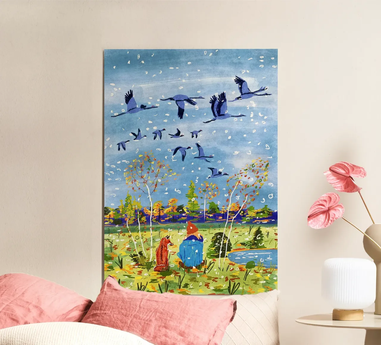 Mein Freund der Fuchs poster con telaio in legno da Illustration Raissa Oltmanns