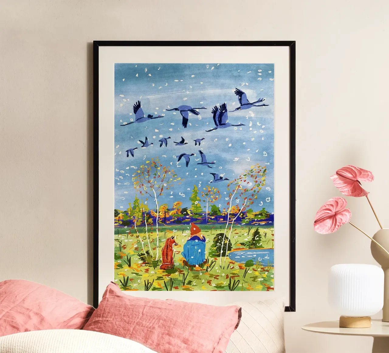 Mein Freund der Fuchs poster con telaio in legno da Illustration Raissa Oltmanns