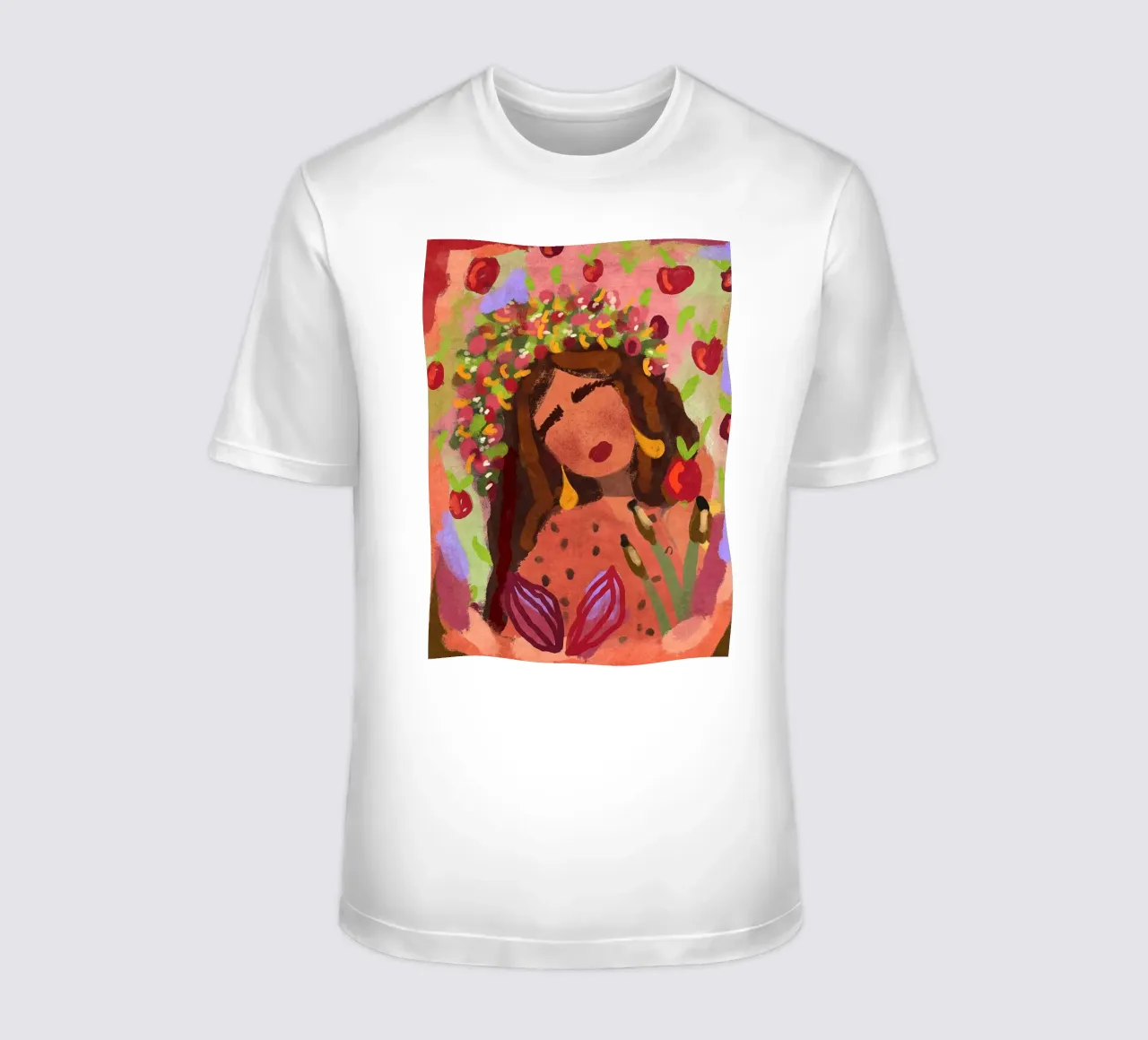 Donna astratta in un campo di mele t-shirt da Illustration Raissa Oltmanns