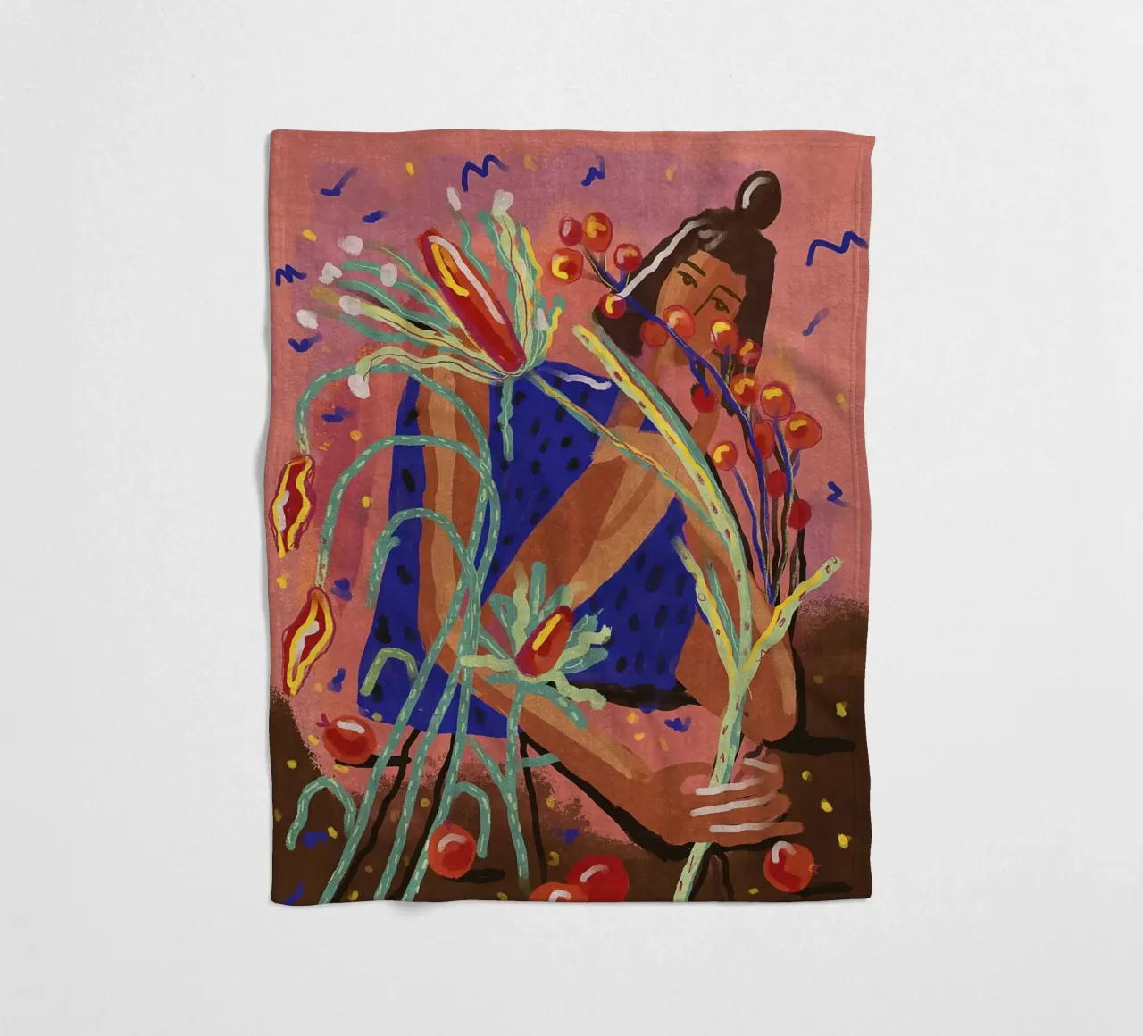 Raccogliere un fiore coperta in pile da Illustration Raissa Oltmanns