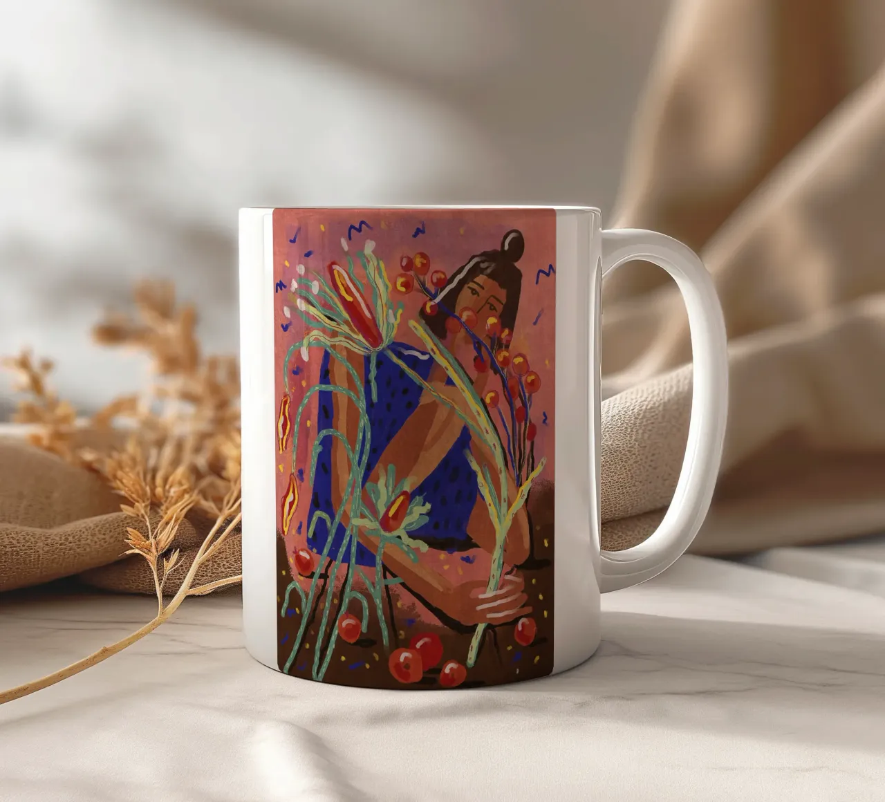 Raccogliere un fiore tazza in ceramica da Illustration Raissa Oltmanns
