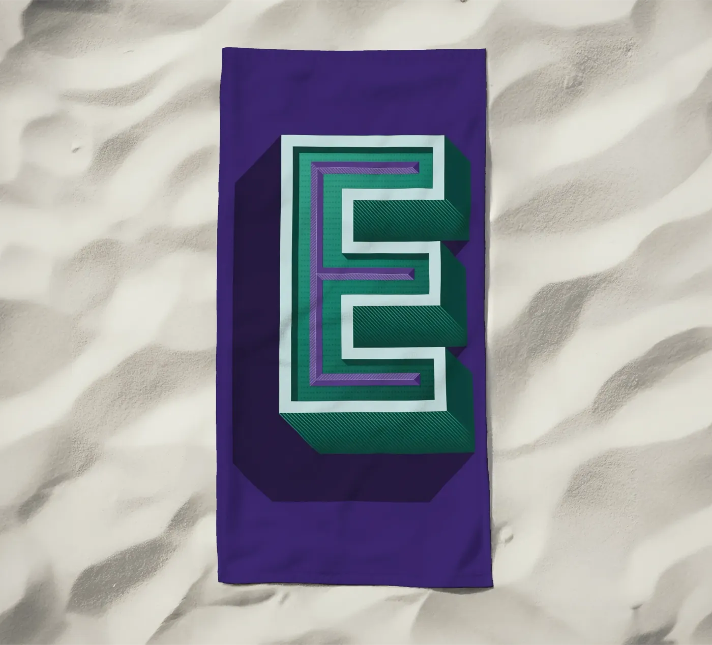 Lettre E telo mare da Glettering