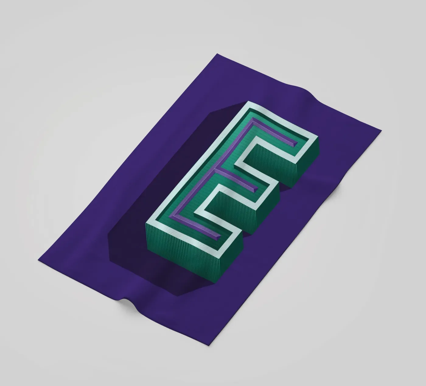 Lettre E telo mare da Glettering