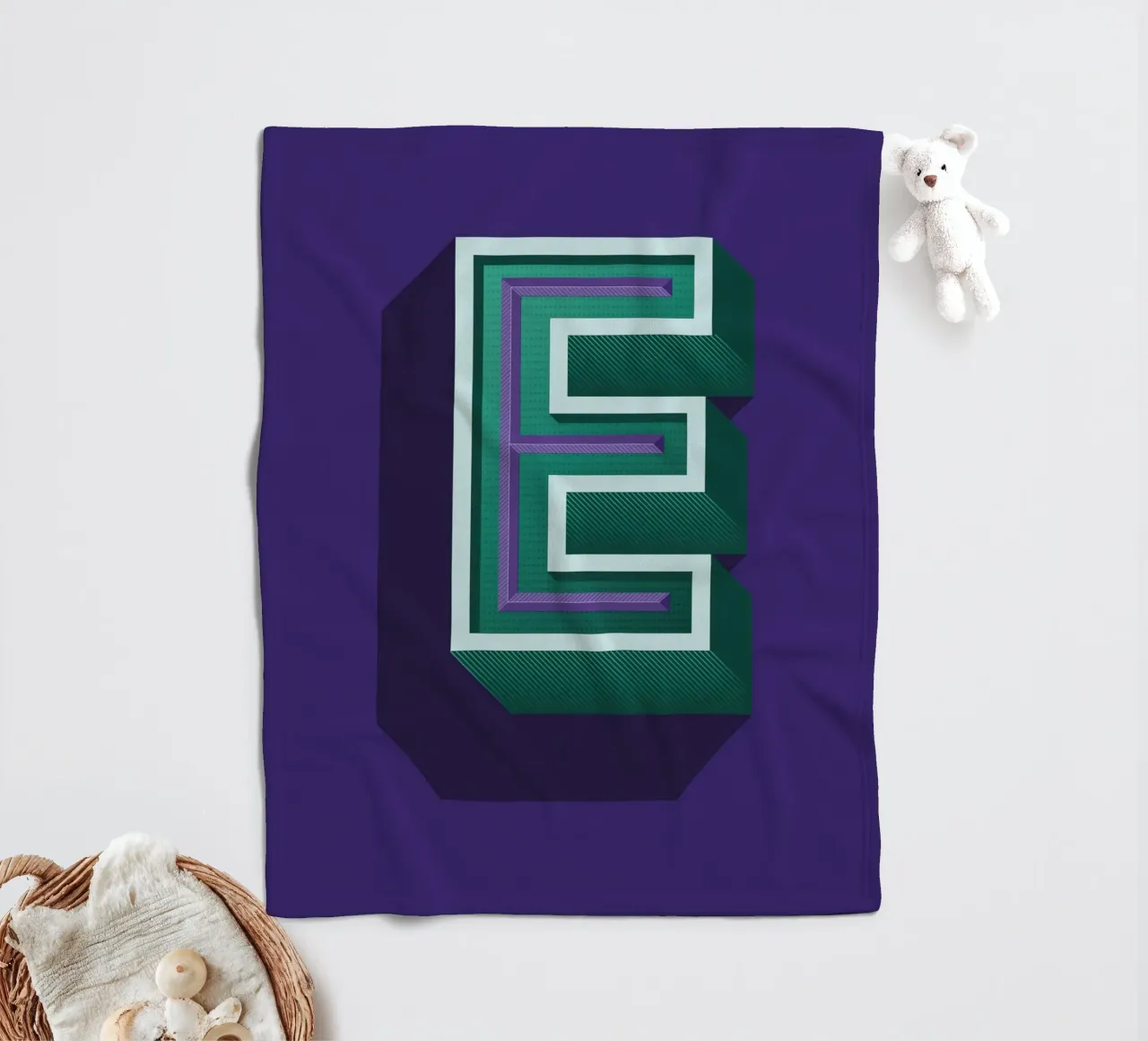 Lettre E fleecedeken van Glettering