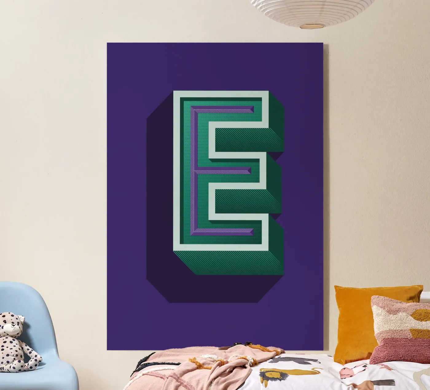 Lettre E acryl van Glettering