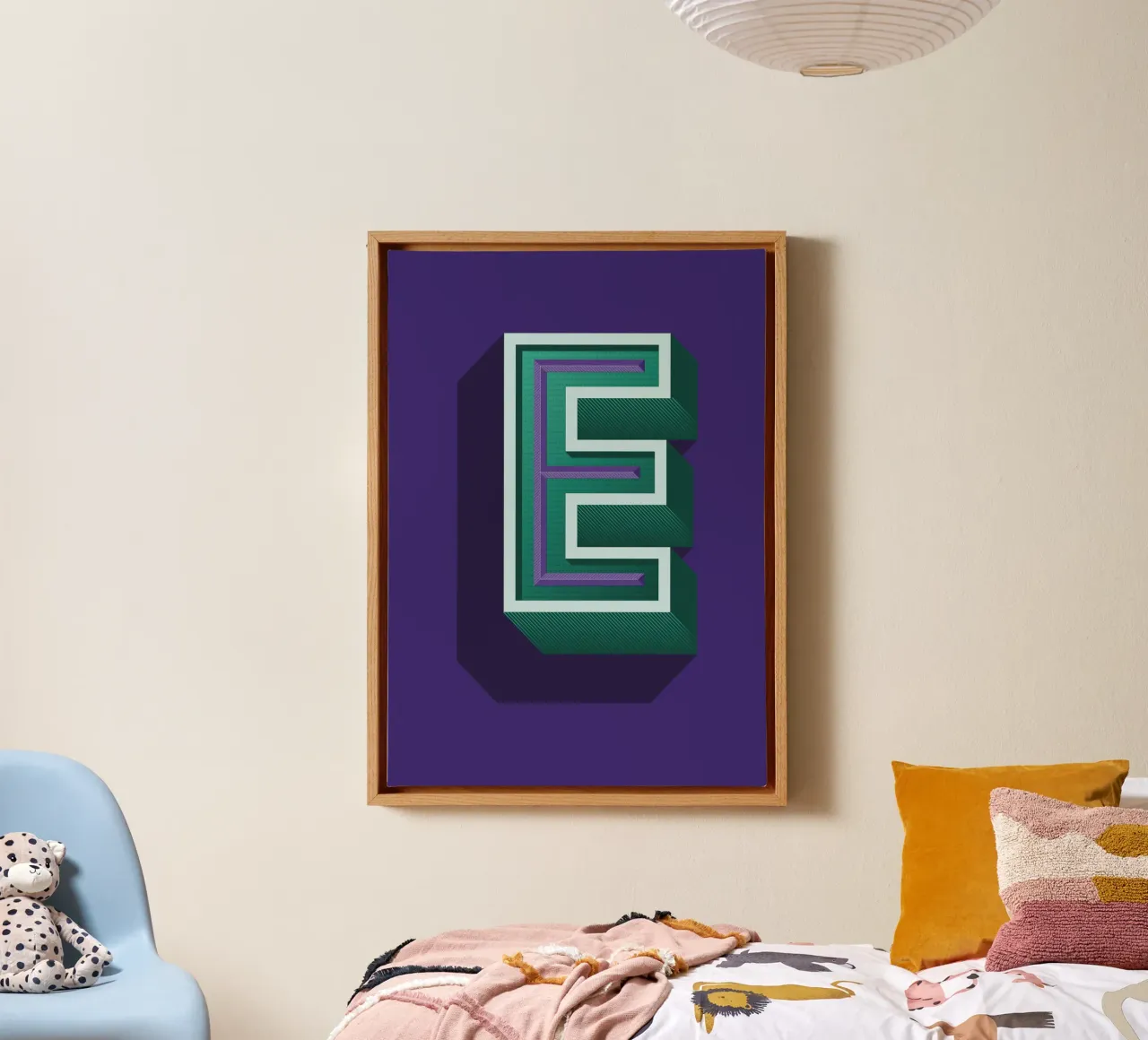 Lettre E tela con Cornice a cassetta da Glettering
