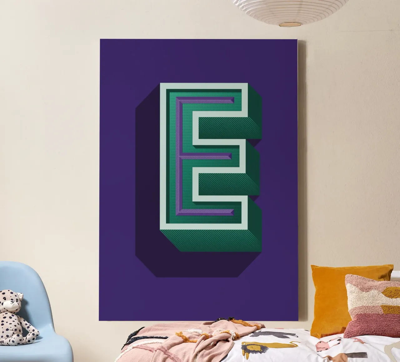 Lettre E tela con Cornice a cassetta da Glettering