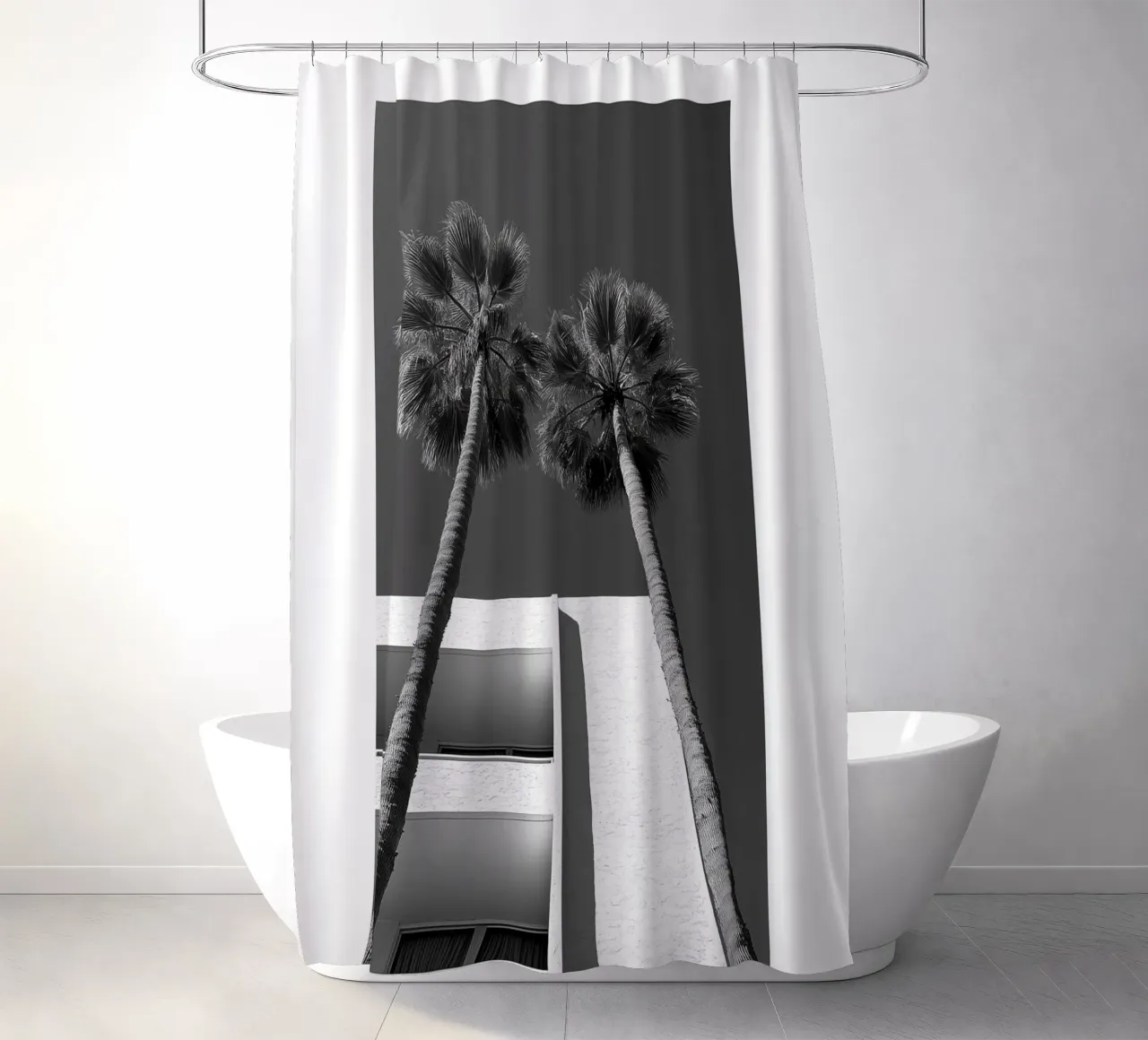 Rametti di palme in bianco e nero tenda da doccia da Carinaprint