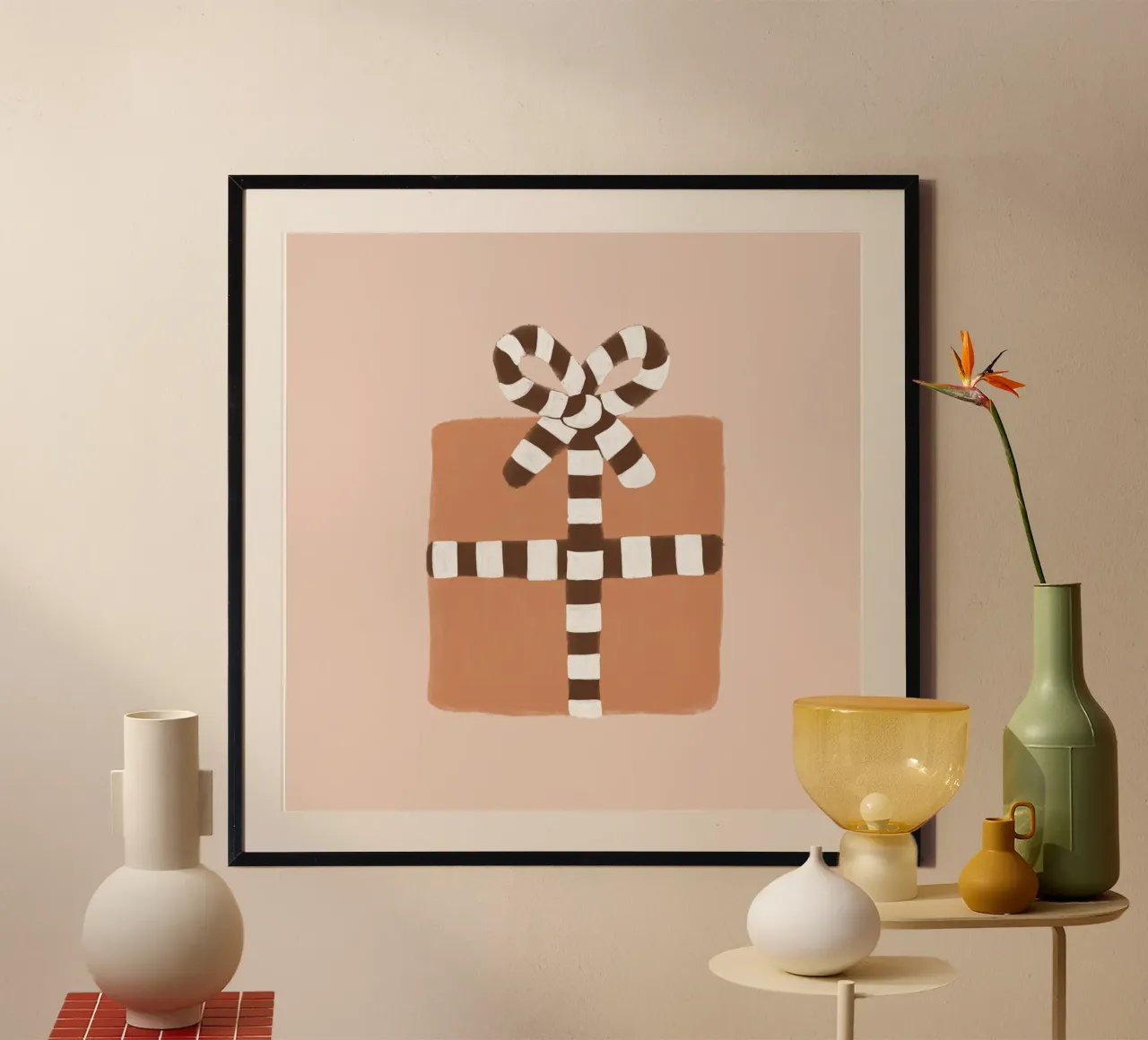 Blush Weihnachtsgeschenk Poster mit Kunststoffrahmen von Orara Studio