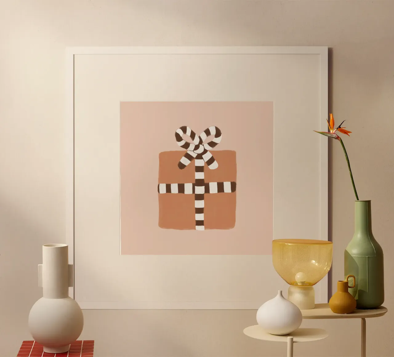 Blush Weihnachtsgeschenk Poster mit Kunststoffrahmen von Orara Studio