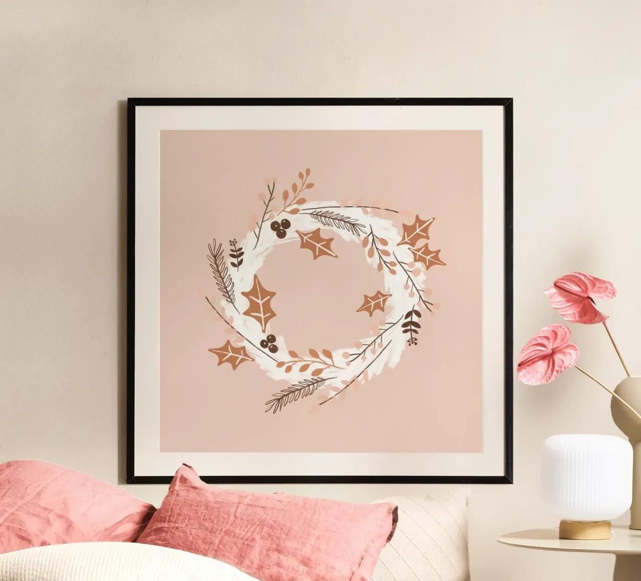 Blush kerstkrans hahnemühle van Orara Studio