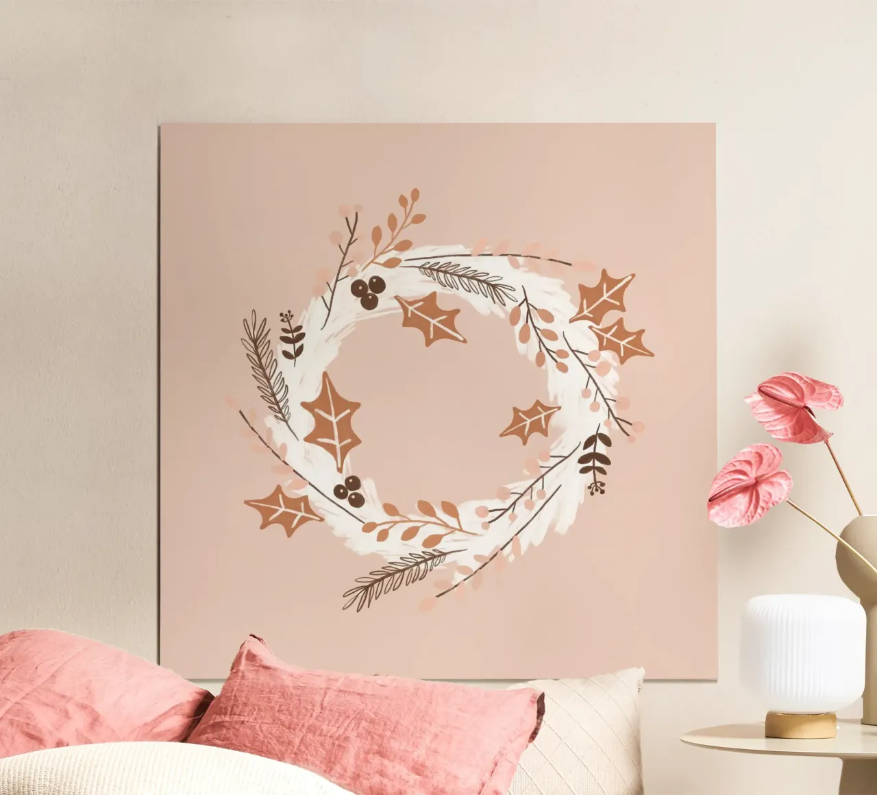 Blush kerstkrans hahnemühle van Orara Studio