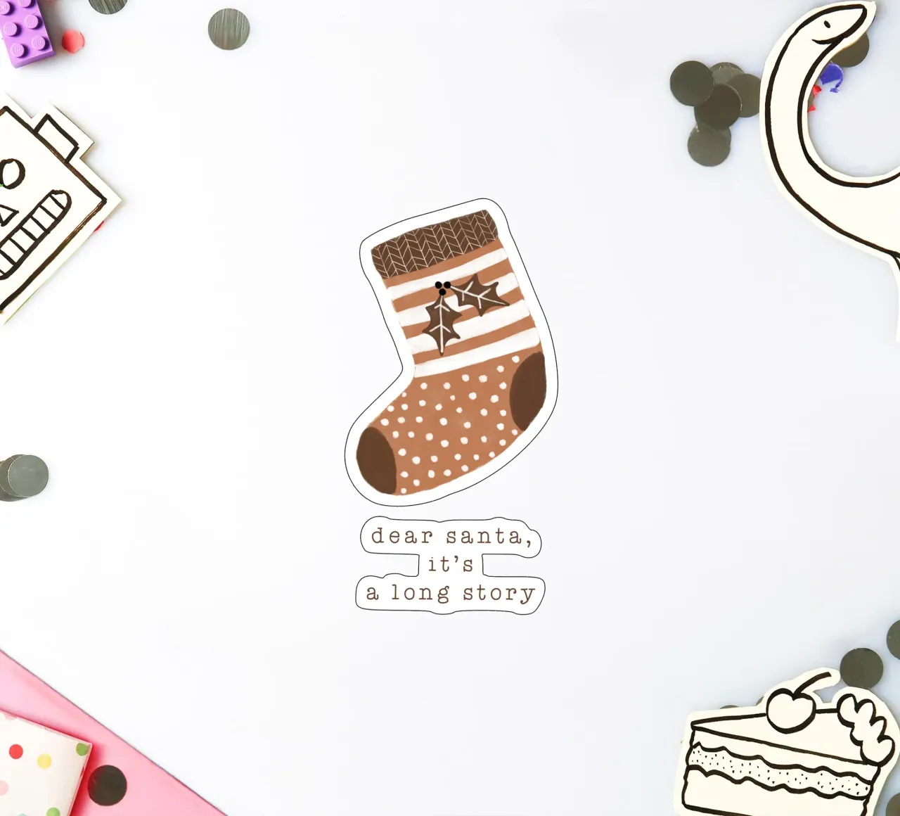 Blush Cher Père Noël C'est une longue histoire autocollant de Orara Studio