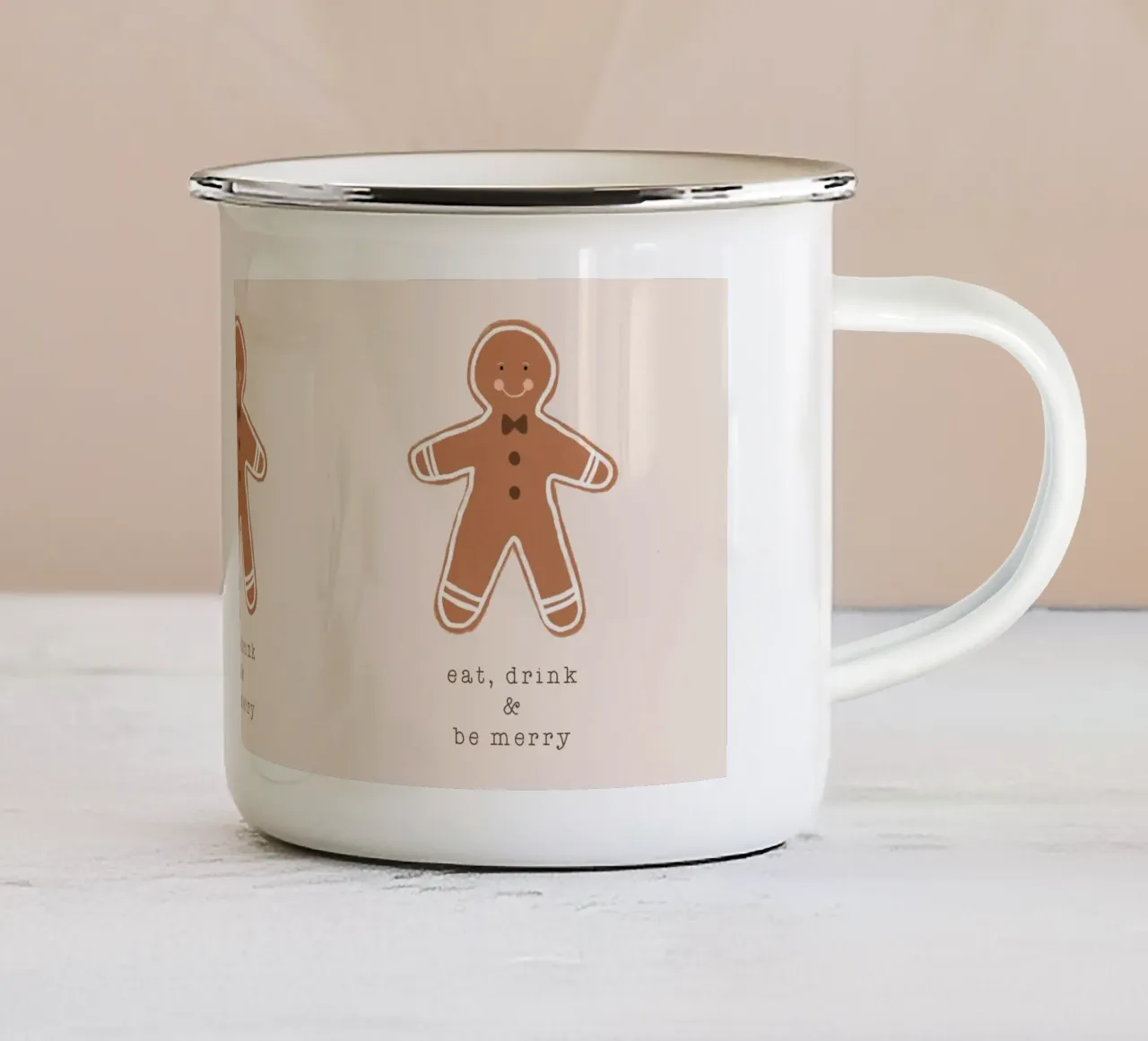 Blush Mangiare, bere ed essere felici tazza in smalto da Orara Studio