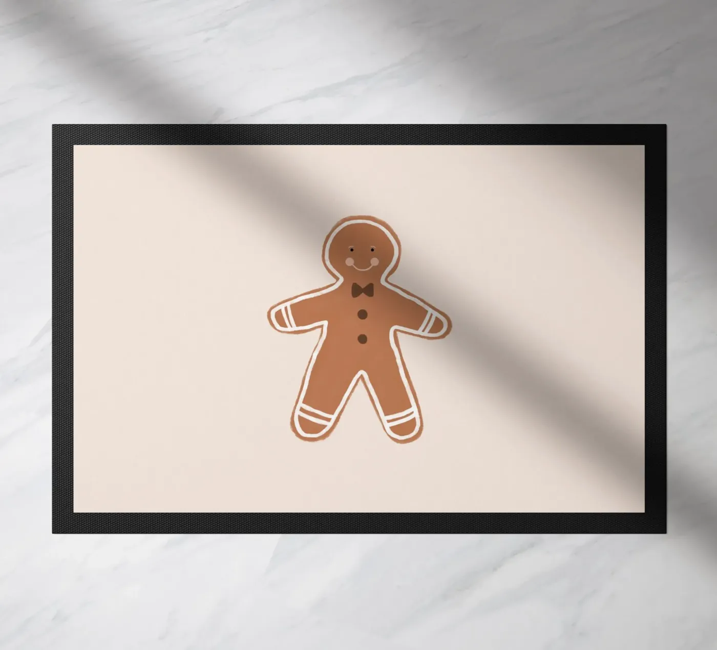Blush Gingerbread Man doormat by Orara Studio