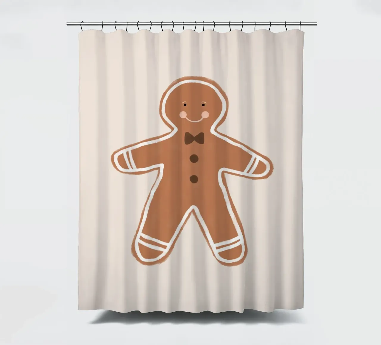 Blush Gingerbread Man shower curtain by Orara Studio