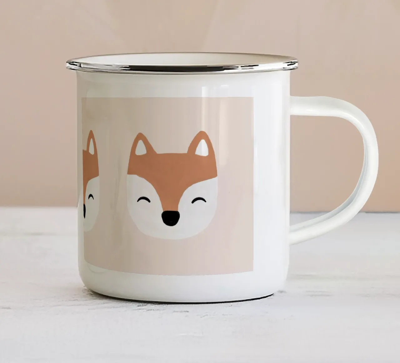 Blush Fox enamel mug by Orara Studio