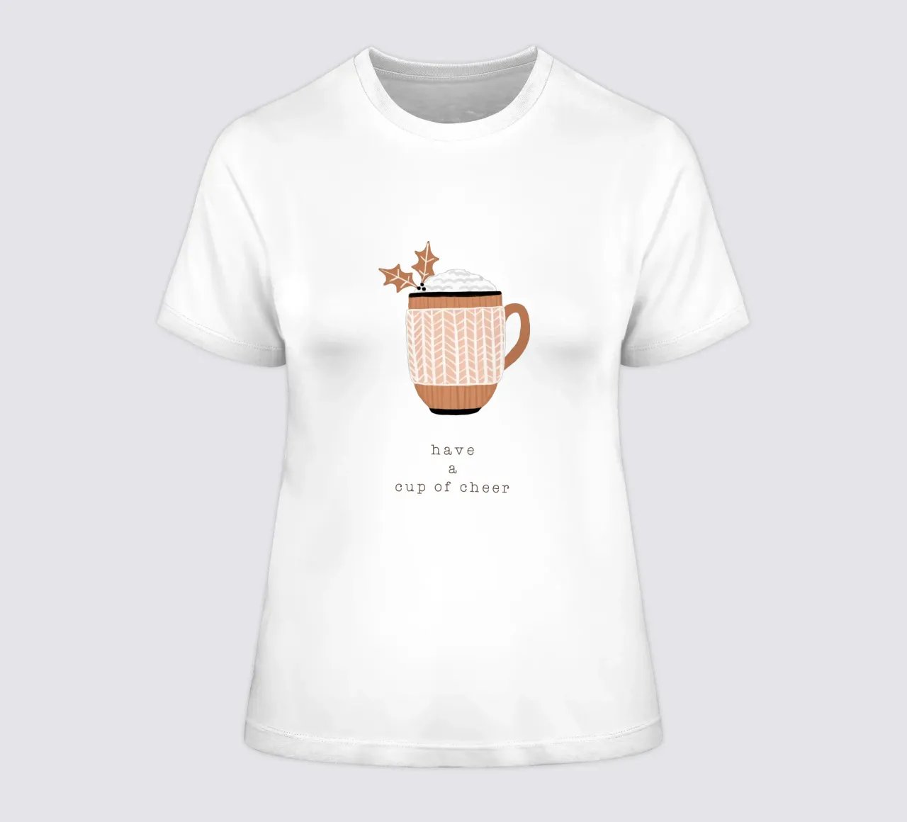Blush Have A Cup Of Cheer women's fitted t-shirt by Orara Studio